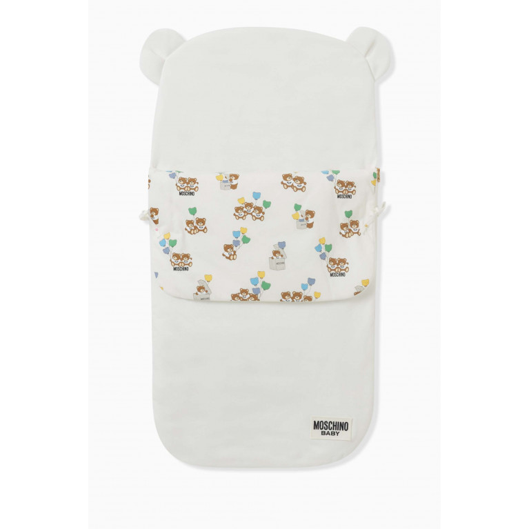 Moschino - Teddy Balloons Sleeping Bag in Cotton Jersey White