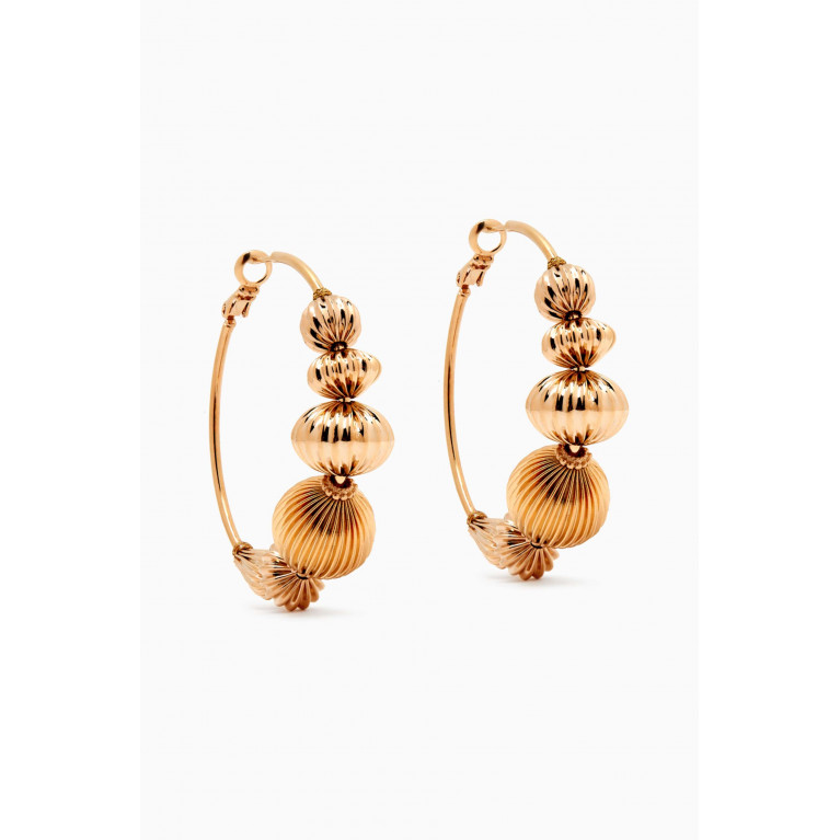 Satellite - Gadrooned Bead Hoop Earrings in 14kt Gold-plated Metal