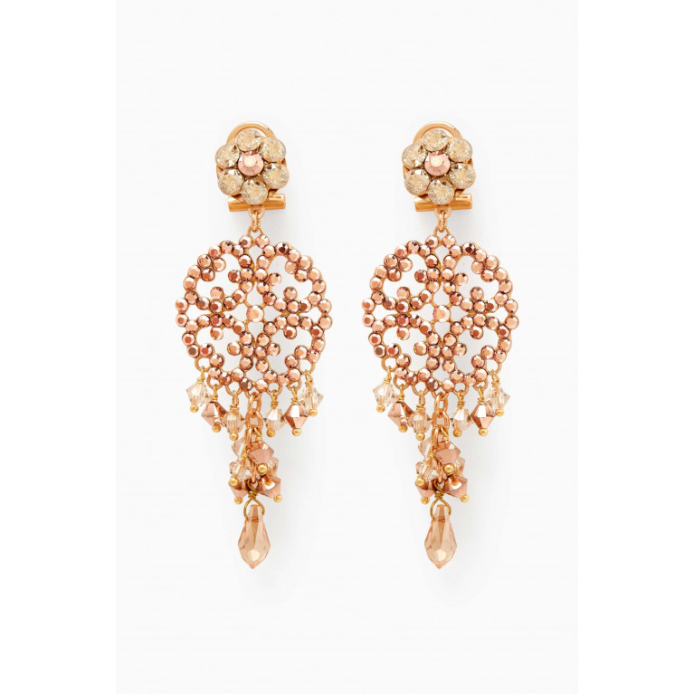 Satellite - Glamorous Prestige Crystal Drop Earrings in 14kt Gold-plated Metal
