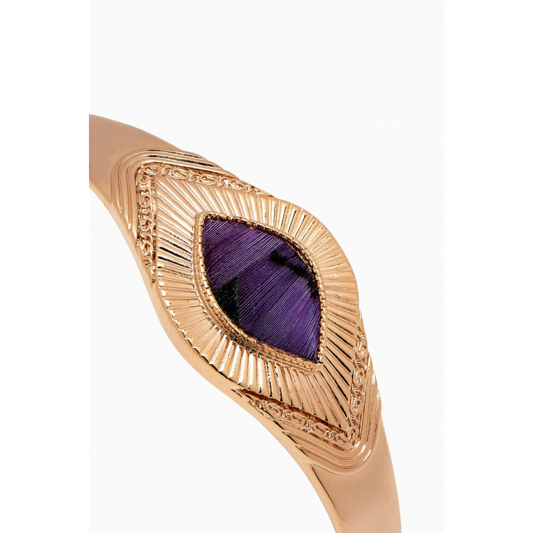 Satellite - Feather Adjustable Bangle in 14kt Gold-plated Metal