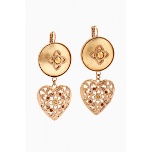Satellite - Prestige Crystal Heart Sleeper Earrings in 14kt Gold-plated Metal