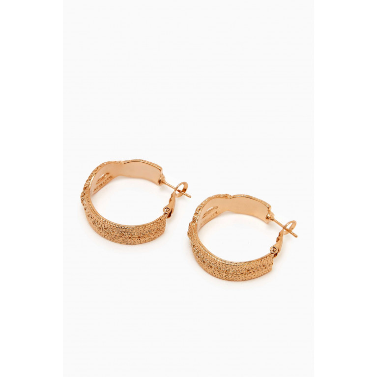 Satellite - Textured Hoop Earrings in 14kt Gold-plated Metal