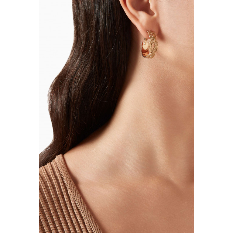 Satellite - Textured Hoop Earrings in 14kt Gold-plated Metal