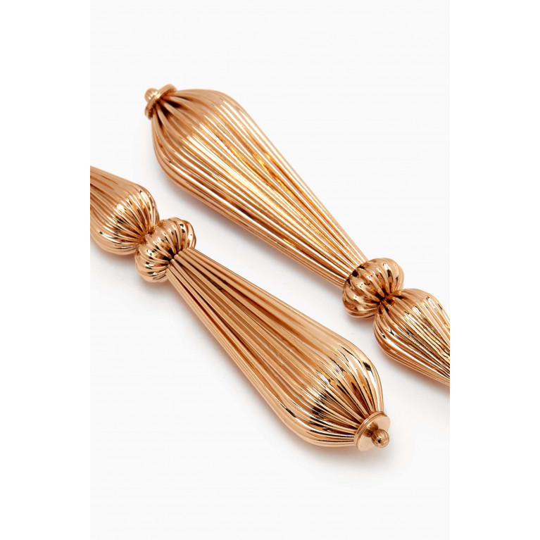 Satellite - Gadrooned Bead Drop Earrings in 14kt Gold-plated Metal