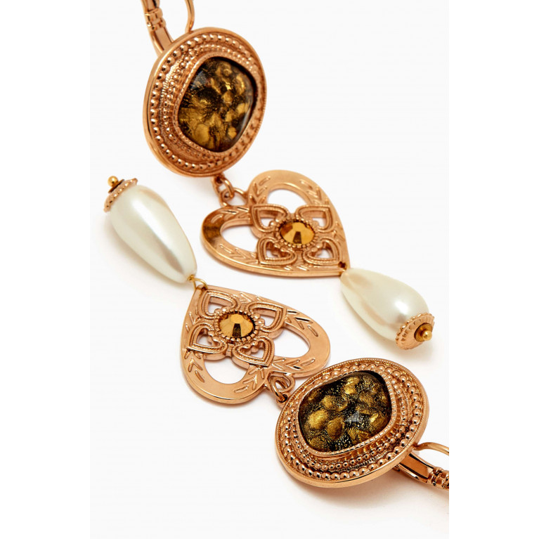 Satellite - Prestige Crystal & Mother-of-pearl Sleeper Earrings in 14kt Gold-plated Metal