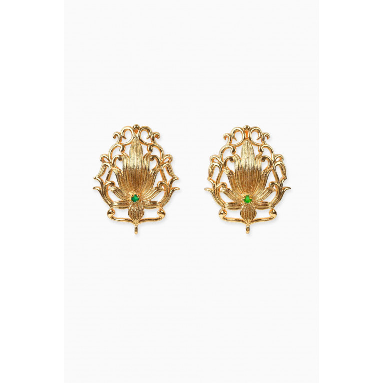 Lynyer - Lotus Stud Earrings in Brass