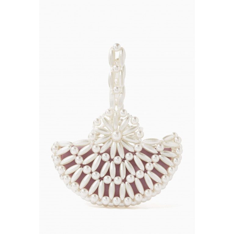 0711 Tbilisi - Selene Crescent Clutch Bag in Acrylic Beads & Satin