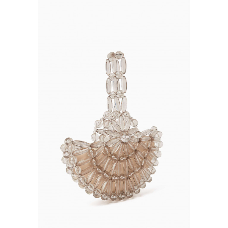 0711 Tbilisi - Selene Crescent Clutch Bag in Acrylic Beads & Satin