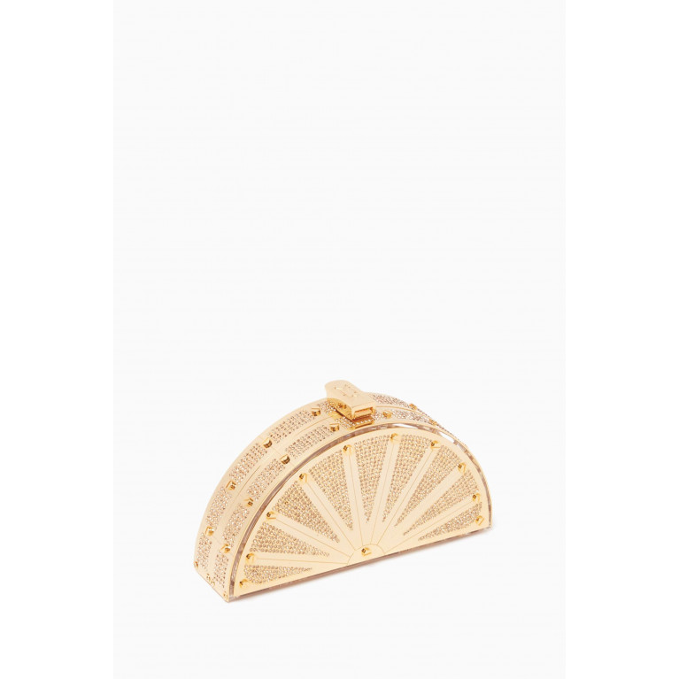 Marzook - Mini Sierra Fan Bag in Swarovski Crystal-embellished Brass Gold