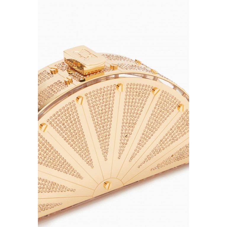Marzook - Mini Sierra Fan Bag in Swarovski Crystal-embellished Brass Gold