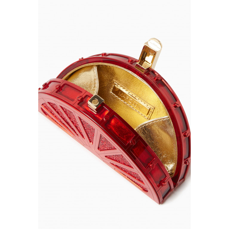 Marzook - Mini Sierra Fan Bag in Swarovski Crystal-embellished Brass Red