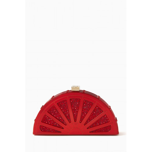 Marzook - Mini Sierra Fan Bag in Swarovski Crystal-embellished Brass Red