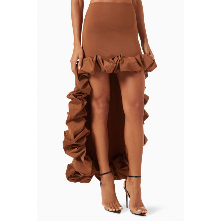 Maygel Coronel - Medialuna Ruffled Maxi Skirt in Stretch-nylon