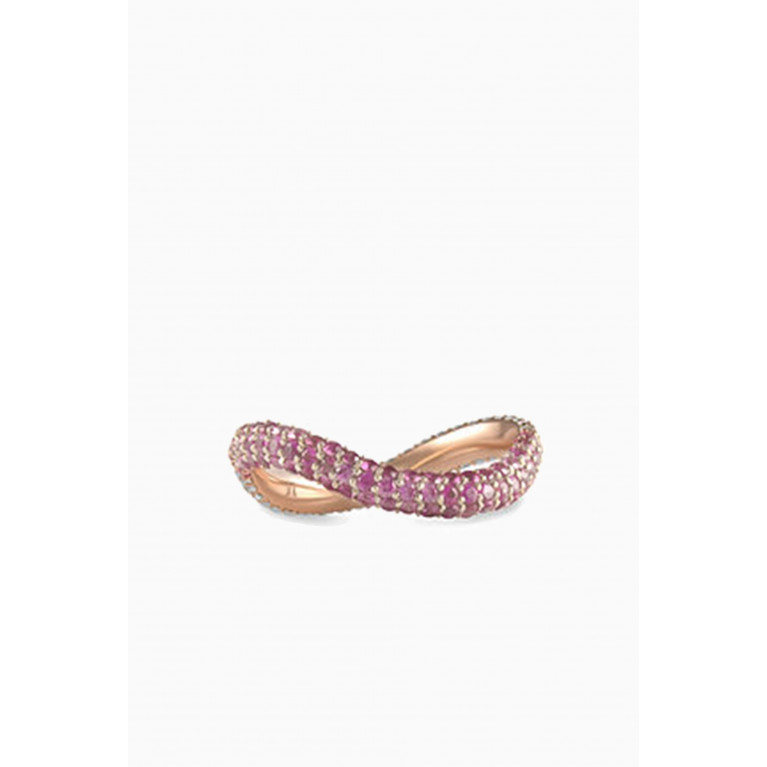 HIBA JABER - Two Way Bold Infinity Diamond & Pink Sapphire Ring in 18kt Rose Gold