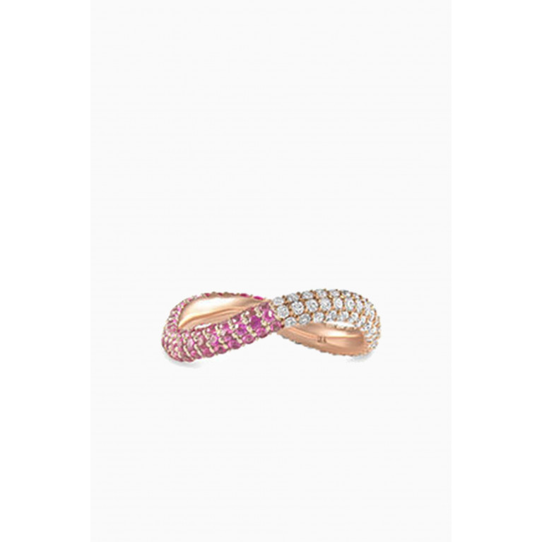 HIBA JABER - Two Way Bold Infinity Diamond & Pink Sapphire Ring in 18kt Rose Gold