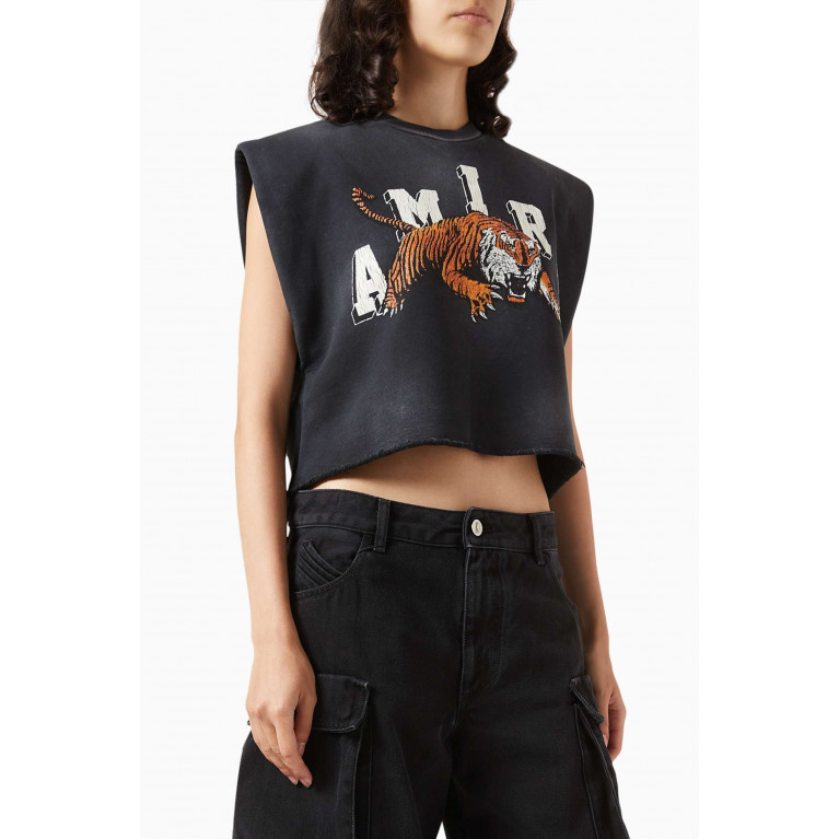 Amiri - Vintage Logo Cropped T-shirt in Cotton-terry