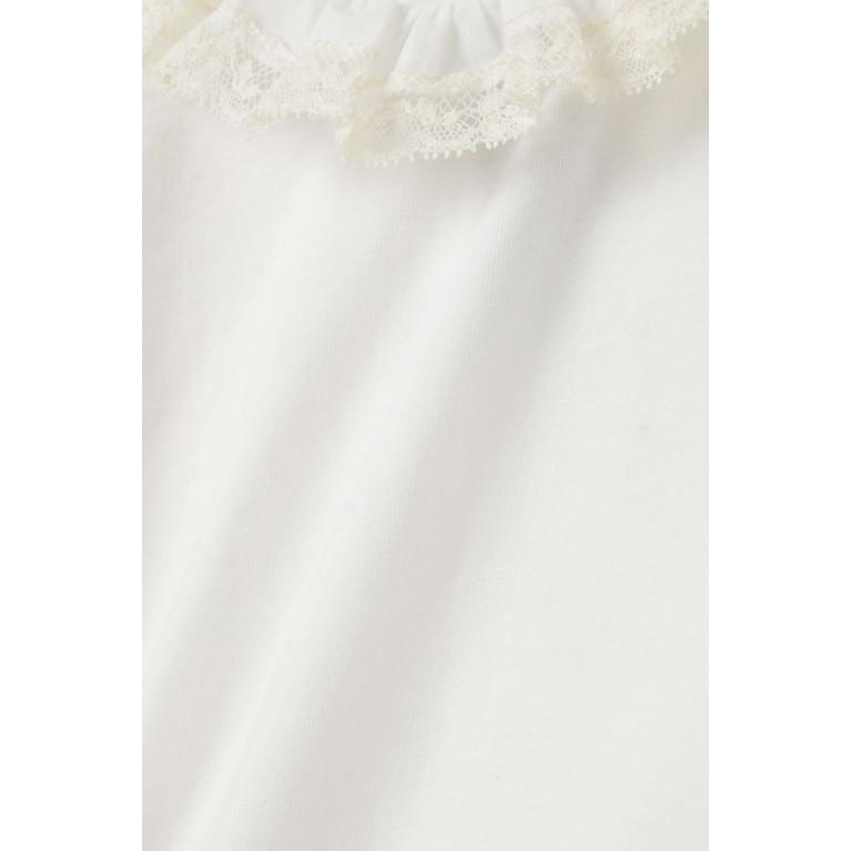 Tartine et Chocolat - Ruffled Collar Bodysuit in Cotton White