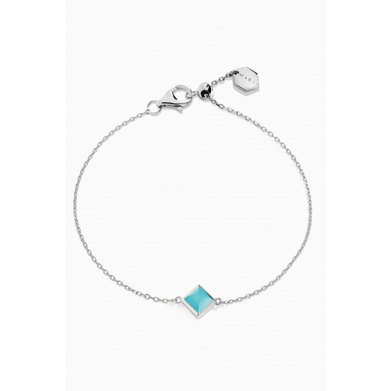 Marli - Cleo Pyramid Bracelet with Blue Chalcedony in 18kt White Gold