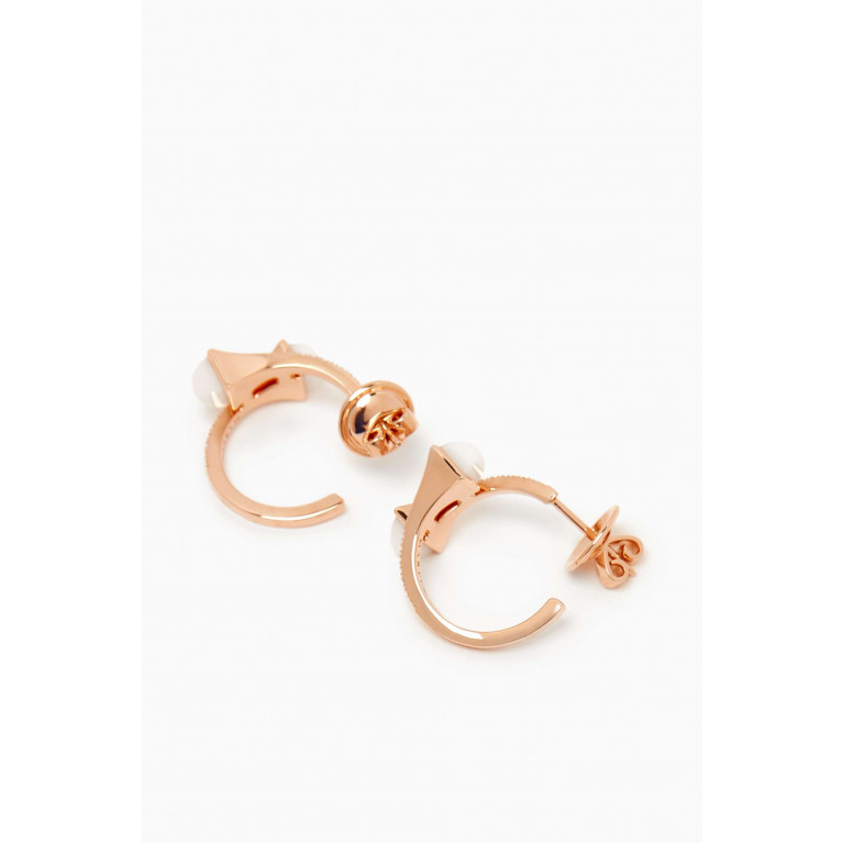 Marli - Cleo Diamond Open Hoop Earrings with White Agate in 18kt Rose Gold
