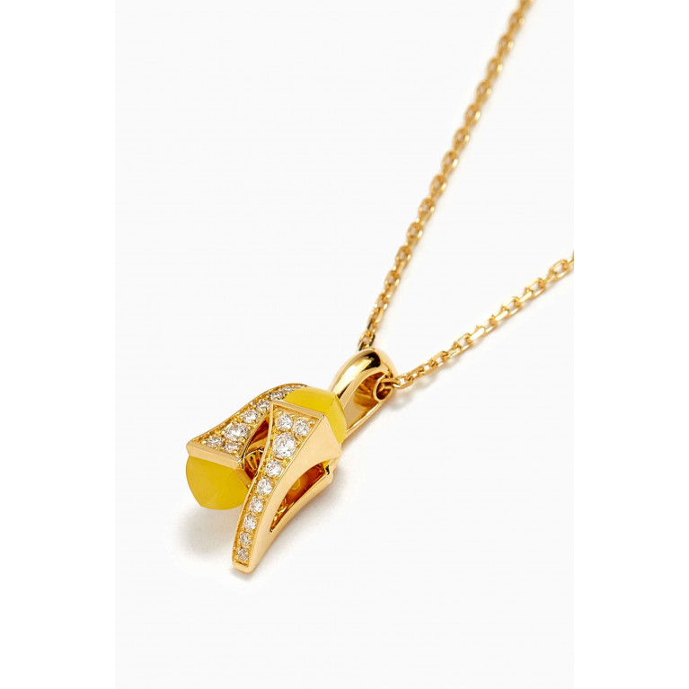 Marli - Cleo Diamond Huggie Pendant Necklace with Yellow Quartzite in 18kt Yellow Gold