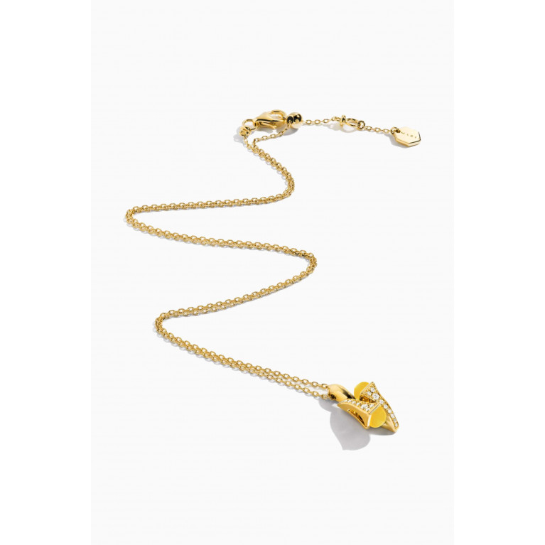 Marli - Cleo Diamond Huggie Pendant Necklace with Yellow Quartzite in 18kt Yellow Gold