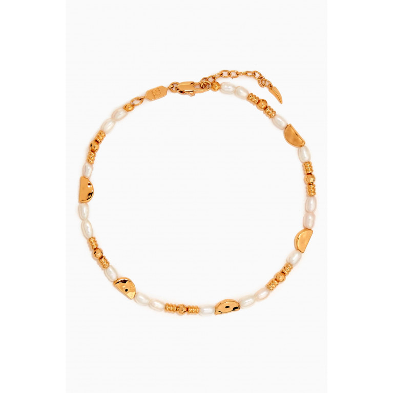 Missoma - Zenyu Peral Beaded Charm Anklet in 18kt Recycled Gold-plated Brass