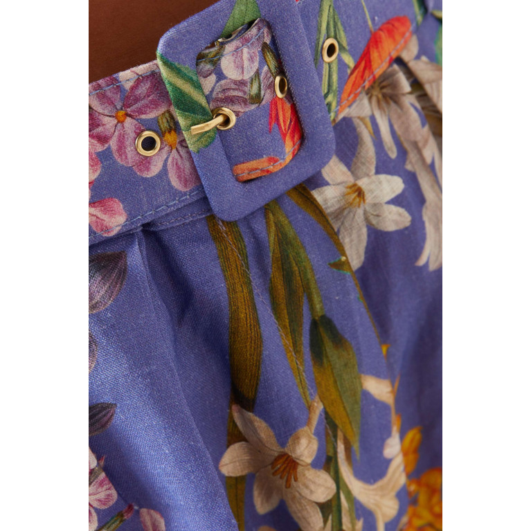 Dahlia Bianca - Irene Floral-print Shorts in Linen