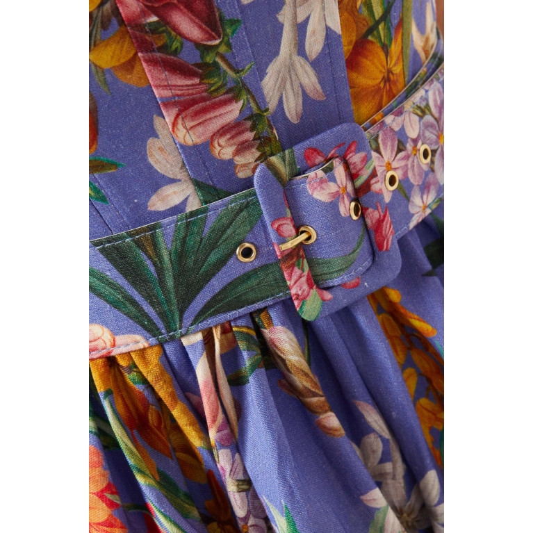 Dahlia Bianca - Irene Floral-print Flared Mini Dress in Linen