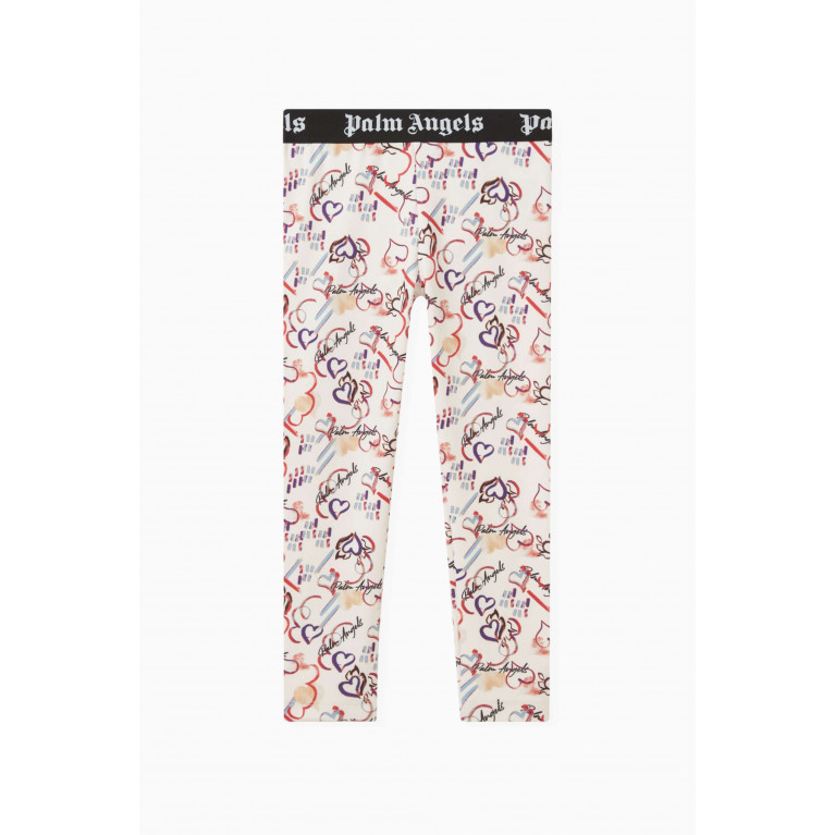 Palm Angels - All-over Logo Leggings in Cotton Blend