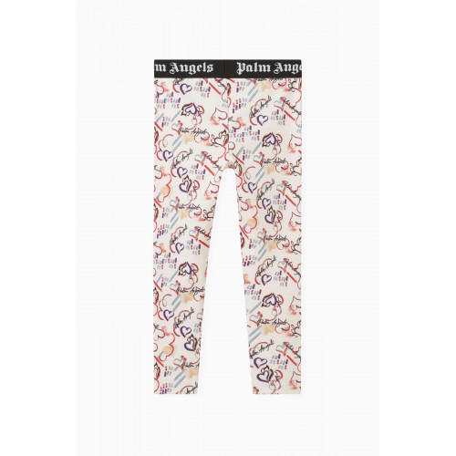 Palm Angels - All-over Logo Leggings in Cotton Blend