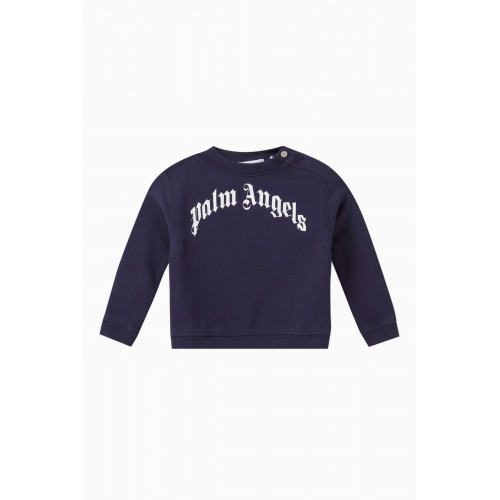 Palm Angels - Curved Logo Print Sweatshirt in Cotton