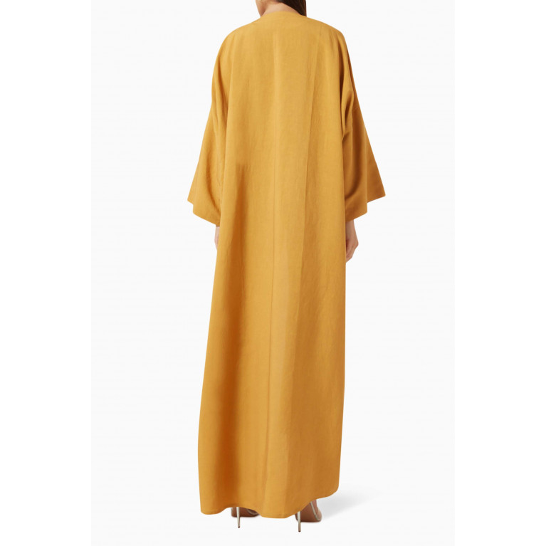 Ghizlan - Beaded Scarf Abaya in Linen
