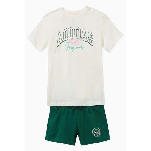 Adidas - Collegiate Graphic T-shirt & Shorts Set in Cotton