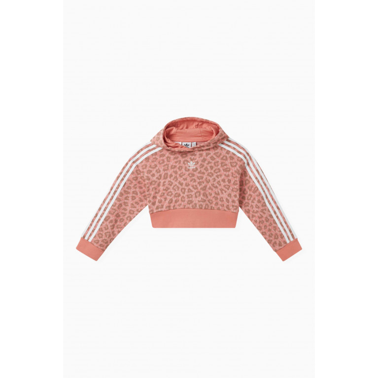 Adidas - Animal All-over Cropped Hoodie in Cotton-terry