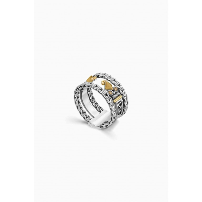 Azza Fahmy - Zircon Happiness Contentment Ring Band in 18kt Gold & Sterling Silver