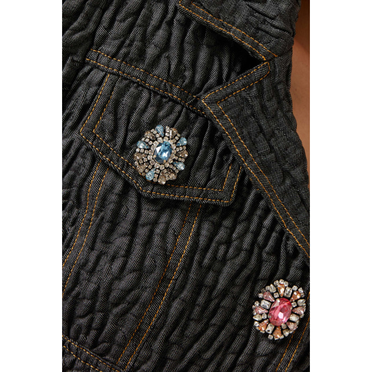 Moschino - Jewel Buttons Crop Jacket in Quilted Denim