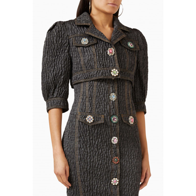 Moschino - Jewel Buttons Crop Jacket in Quilted Denim