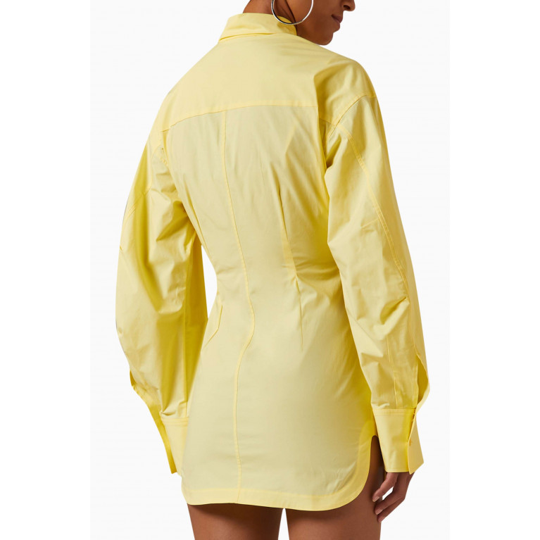 The Attico - Mini Shirt Dress in Stretch Cotton-poplin Yellow