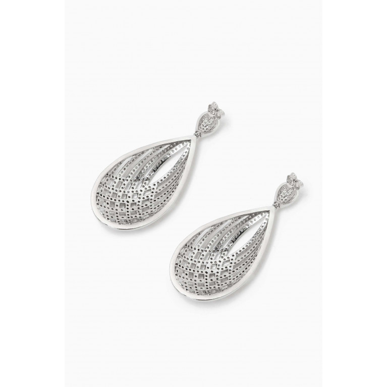 The Jewels Jar - Emily Drop Earrings in Rhodium-plated Metal
