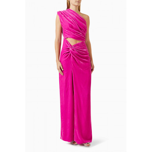 Costarellos - Petra Cut-out Gown in Silk Velvet