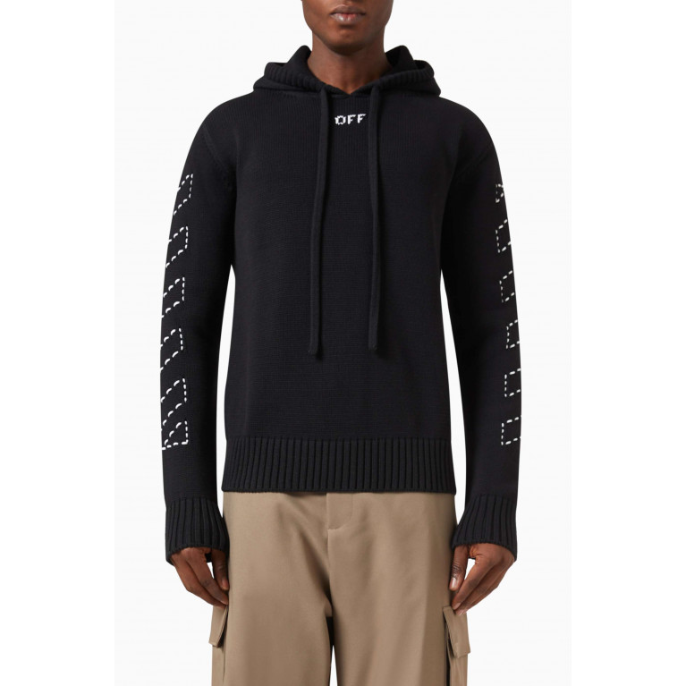 Off-White - Stitch Arr Diags Hoodie in Cotton Blend Knit