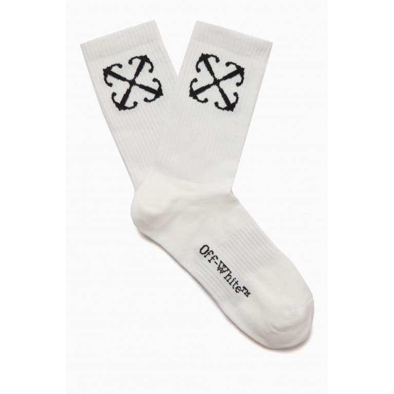 Off-White - Arrow Mid-calf Socks in Cotton Blend Neutral