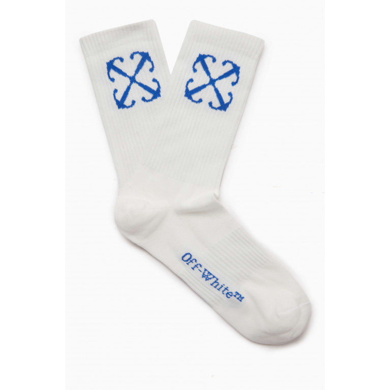 Off-White - Arrow Mid-calf Socks in Cotton Blend White