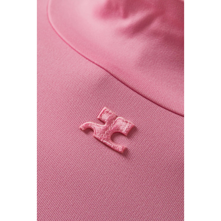 Courreges - Mockneck Logo Top in Techno-jersey Pink