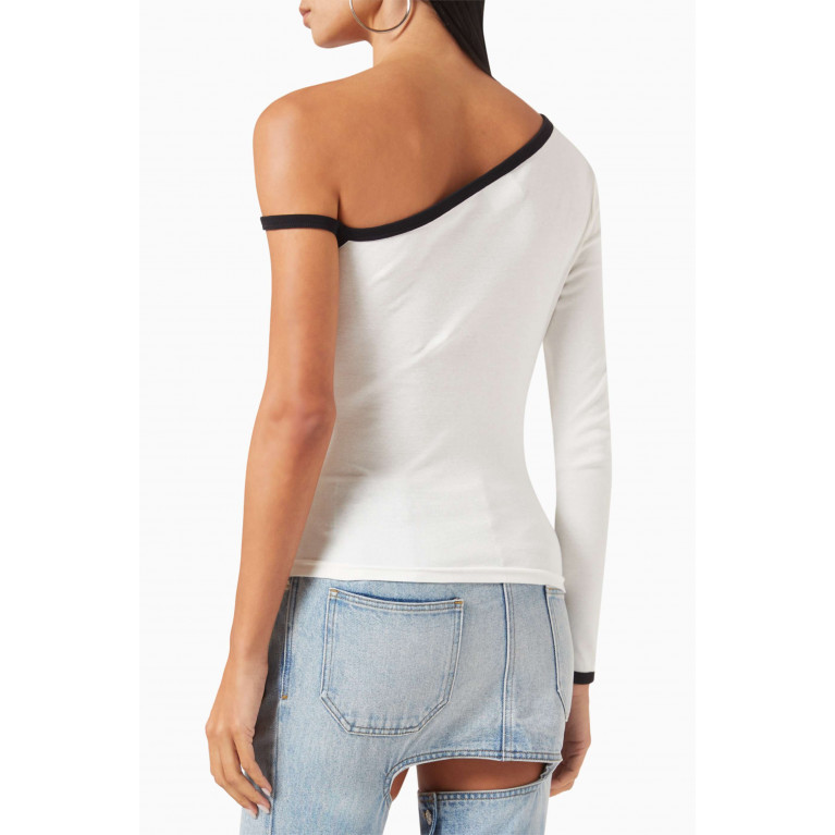 Courreges - One-sleeve Contrast Top in Cotton-jersey White