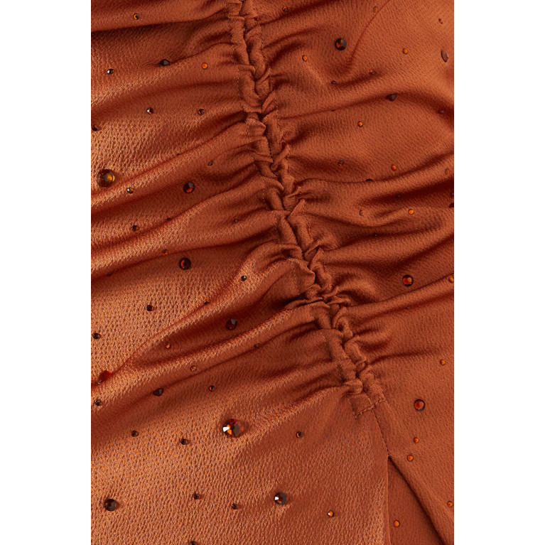 Sandro - Praline Embellished Midi Dress in Crepe-satin