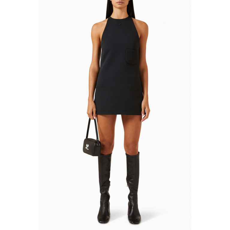 Courreges - Sleeveless Trapeze Mini Dress in Twill