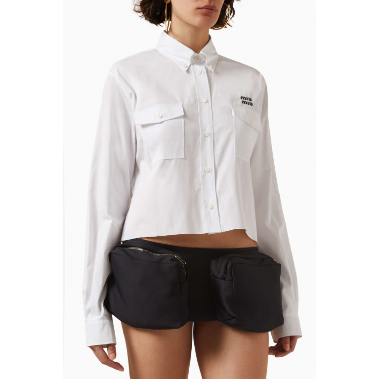 Miu Miu - Logo Boxy-fit Shirt in Cotton