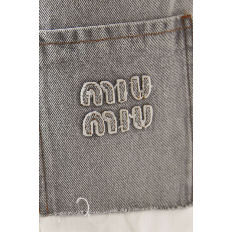 Miu Miu - Logo-embroidered Mini Skirt in Denim