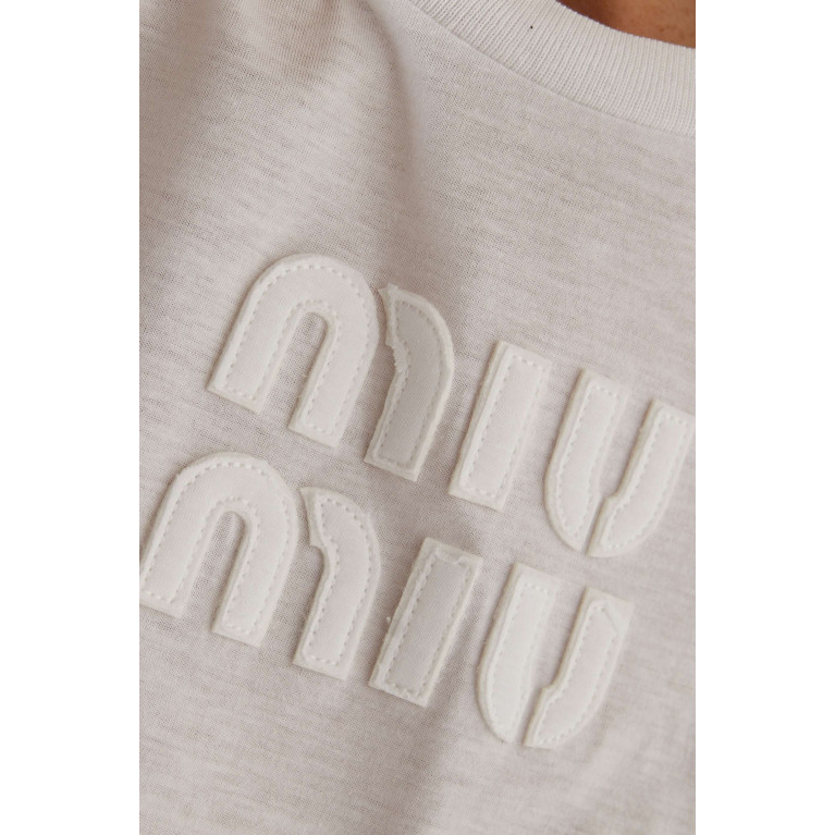 Miu Miu - Logo Cropped T-shirt in Cotton-jersey
